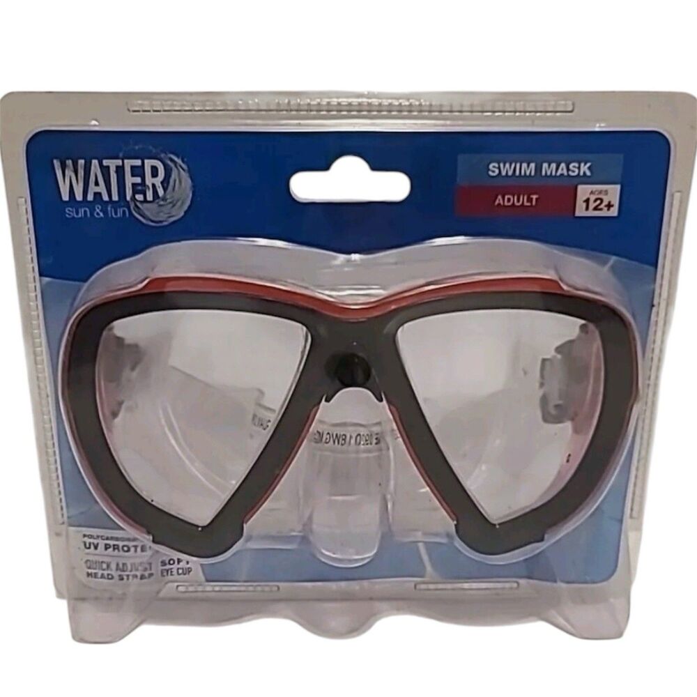 Water Sun & Fun Adult Swim Mask 12+ UV Protection Quick Adjust Pink/Black